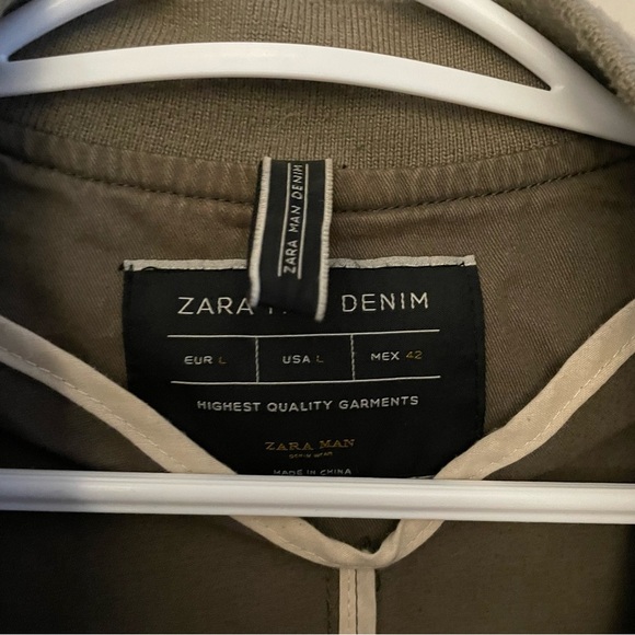 Zara Men’s Khaki Green Long Fit Military Coat – Size Large GUC - Picture 7 of 16